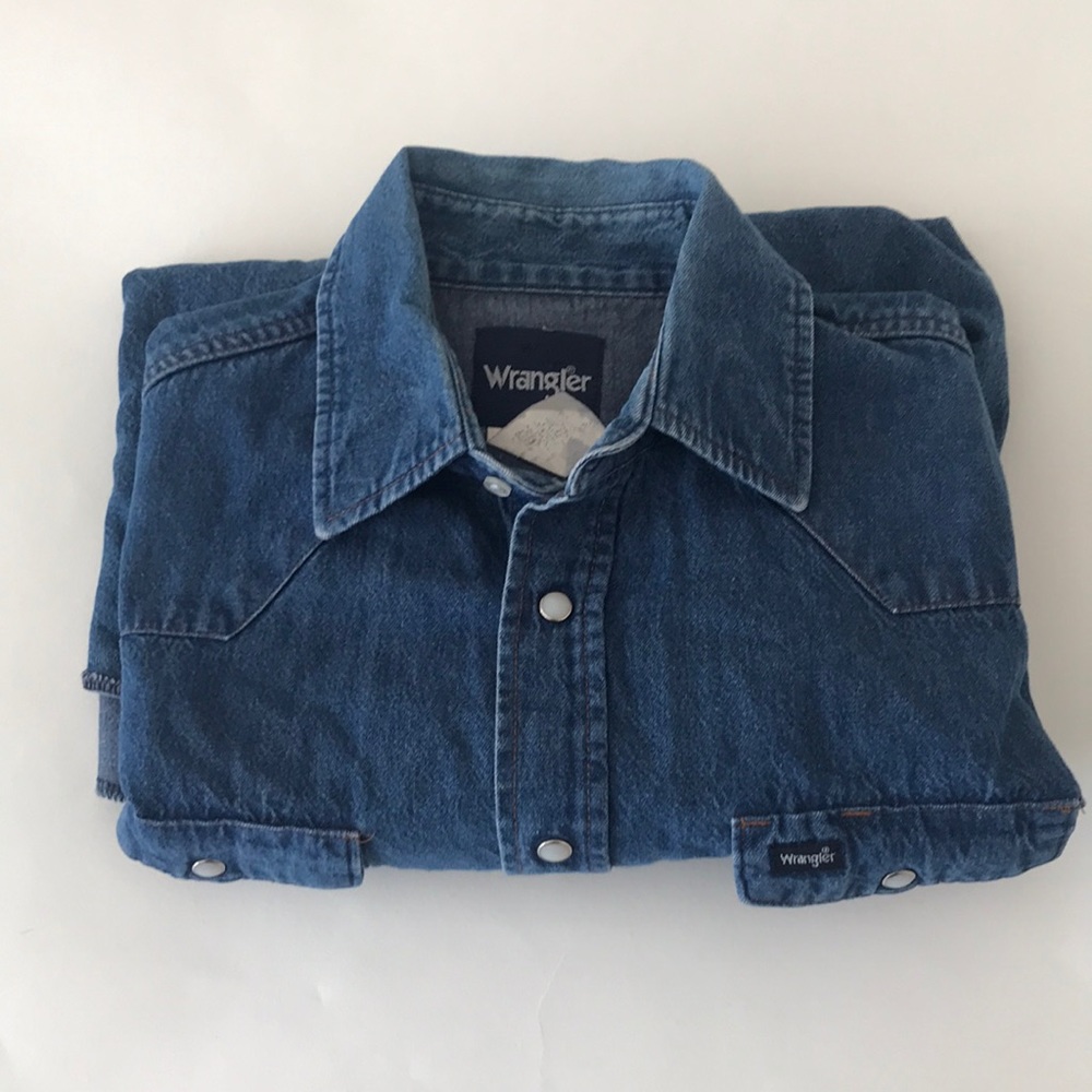 vtg wrangler jean shirt, 16 1/2 neck x 34 sleeve